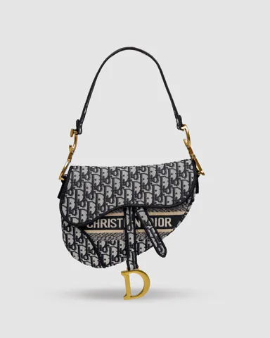 Dior Saddle Bag with Strap Blue Dior Oblique Jacquard