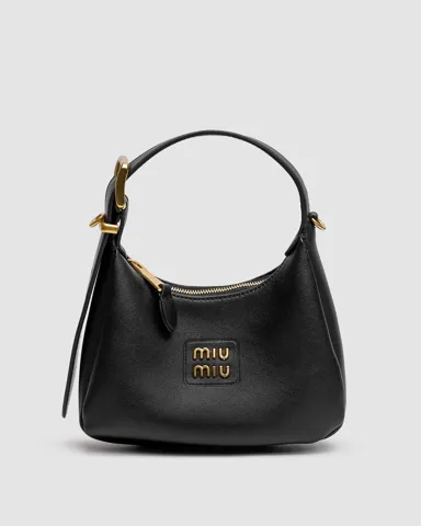Miu Miu Leather Hobo Bag Black