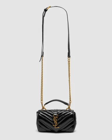 Saint Laurent College Mini Quilted Crossbody Bag Black