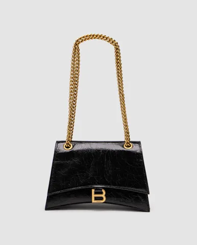 Balenciaga Crush Medium Chain Bag Crushed Calfskin in Black\Gold