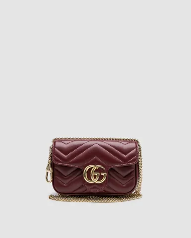 Gucci GG Marmont Super Mini Shoulder Bag Burgundy, Gold Hardware