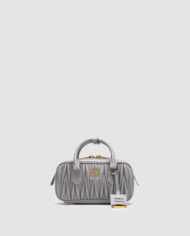 Miu Miu Arcadie Matelassé Nappa Leather Bag Grey