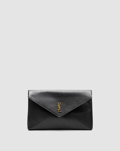 Saint Laurent Cassandre Large Envelope Pouch in Black