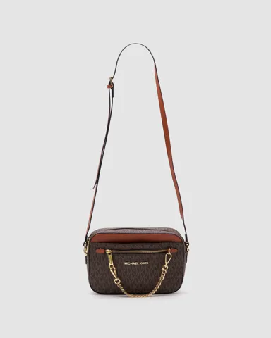 Michael Kors Jet Set Large Logo Crossbody Bag Brown
