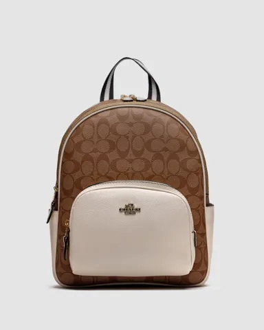 Coach Large Court Backpack in Beige/White