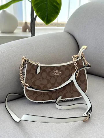 Coach Teri Shoulder Bag In Signature Canvas Snake/Brown [крафтова брендована коробка]