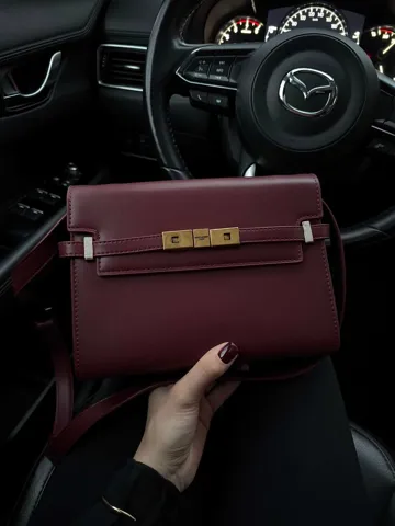 Saint Laurent Manhattan Leather Shoulder Bag Wine Магнітна + Захисна коробка