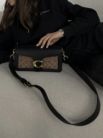 Coach Tabby Shoulder Bag 26 In Signature Canvas Black/Beige [крафтова коробка]